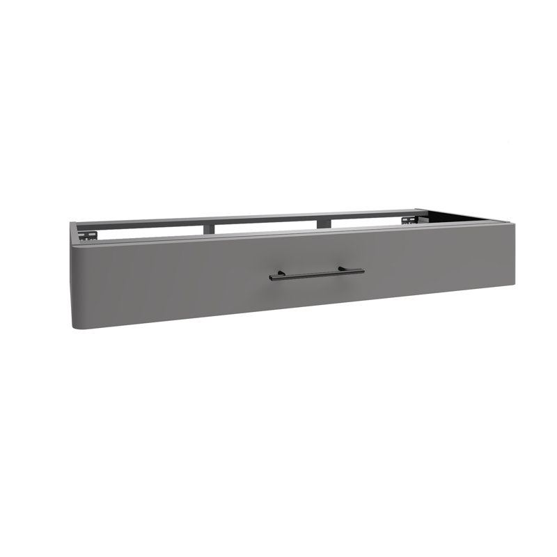 Ashat Bathroom Storage Cabinet, Onyx Grey Suedette Matt/Black