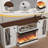 70" Farmhouse Tv Stand With 30" 3-sided Electric Fireplace, Led Lighting & Glass Door Storage
