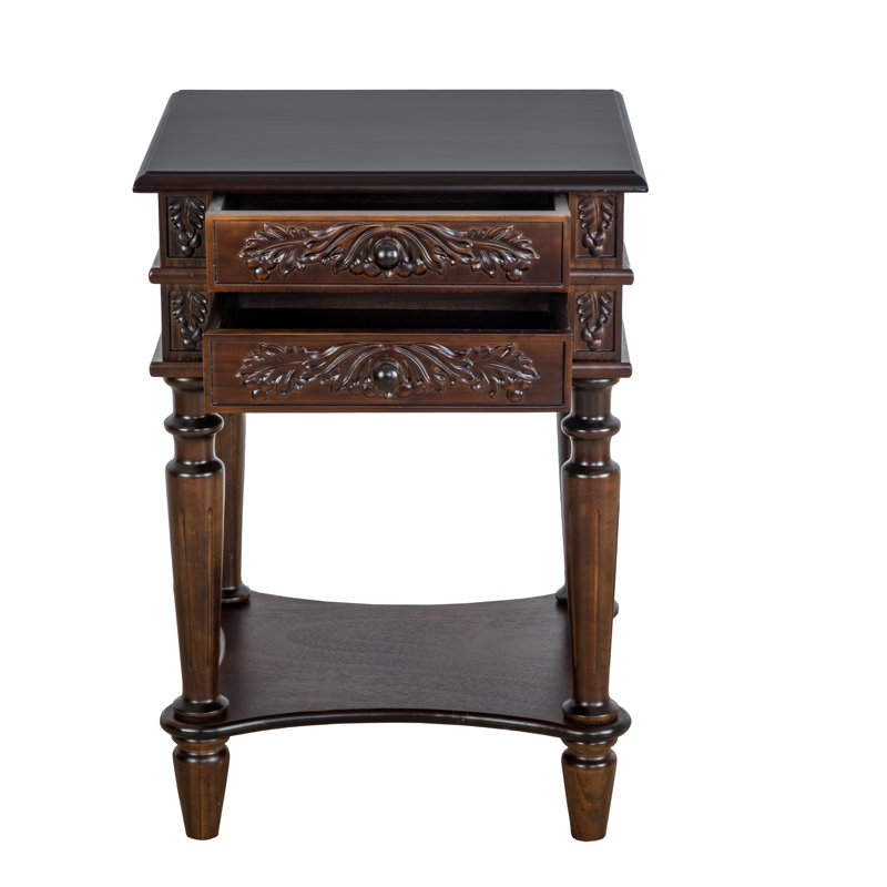 Aleman Solid Wood 2 - Drawer End Table