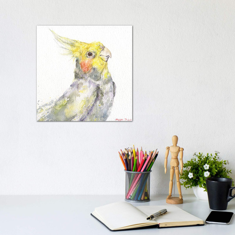 Art sur toile perroquet, Toile tendue, H 12 po x l 12 po x P 0,75 po