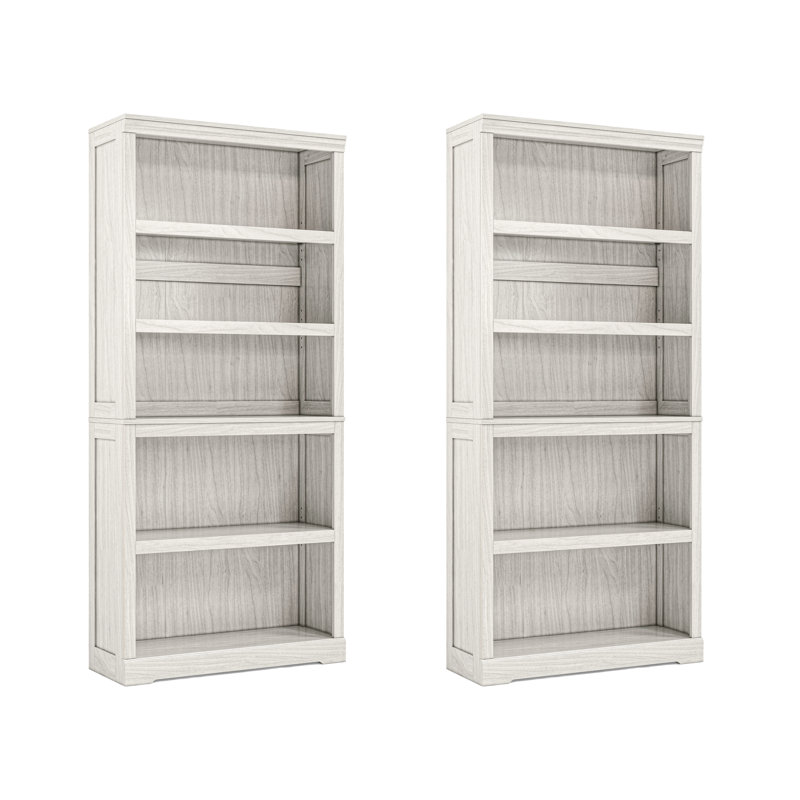 Patrick 31" W Tall 5 Shelf Bookcase - Set of 2, White, (5 Shelves) 31.2”W 