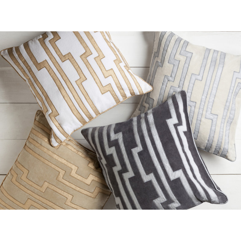 Geometric Linen Throw Pillow, 18'' x 18'', Blue\Neutral, Pillow Cover Only - No Insert