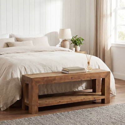 Upholstered Bench with Shelves
