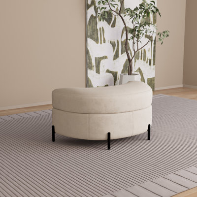 Half-moon Upholstered Storage Ottoman Bench by Latitude Run