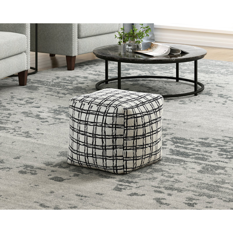 Repose-pieds moderne en tissu avec repose-pieds, pouf de sol antidérapant, Blacks Blanc