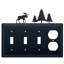 Moose and Pine Trees 4-Gang Duplex Outlet / Toggle Light Switch Combination Wall Plate