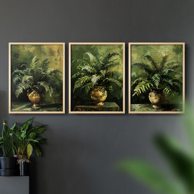 Étude florale série Lxx - ensemble de 3 estampes giclées encadrées - prêt à être accroché