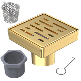 DRAIN DE DOUCHE CARRÉ 4 po avec crépine et crochet de levage - bonde en acier inoxydable moderne pour douches de salle de bain