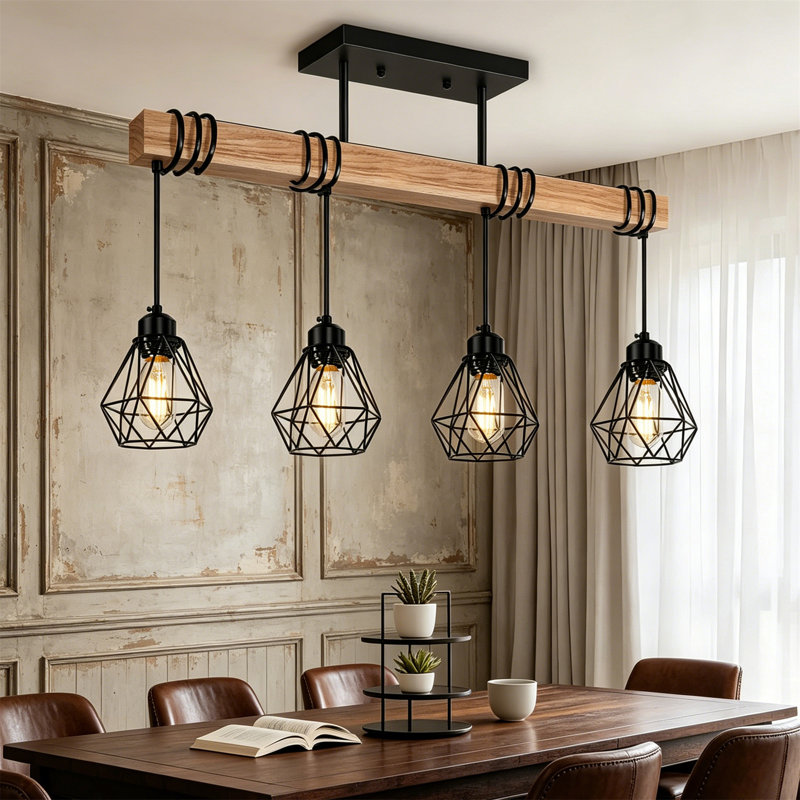 3-Lights Farmhouse Dining Room Pendant Light Fixtures, 4 Lights