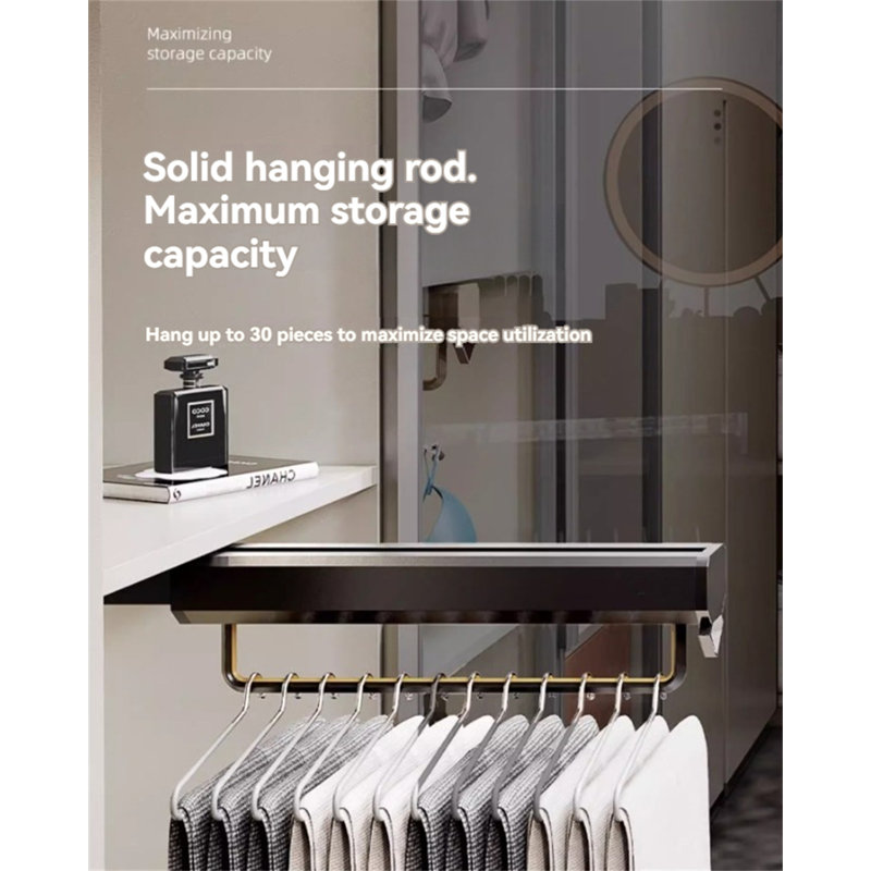 Expandable Trousers Rack With Slide Rail And Goose-Type Hangers, 4.72"H x 1.88"W x 20.86"D