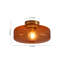 1-Light Round Amber Glass Drum Semi Flush Mount 