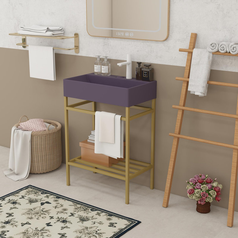 Meuble-lavabo 24 po avec lavabo en céramique, Blanc