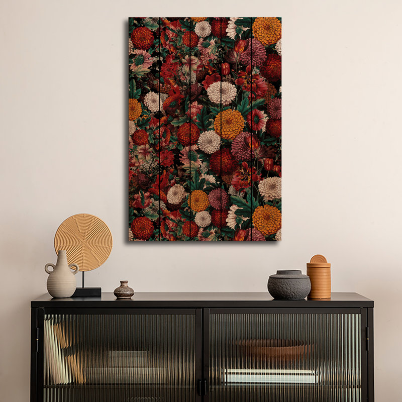 Reproduction d'art mural en bois - Jardin de la nuit d'automne II par Burcu Korkmazyurek, H 40 po x l 26 po