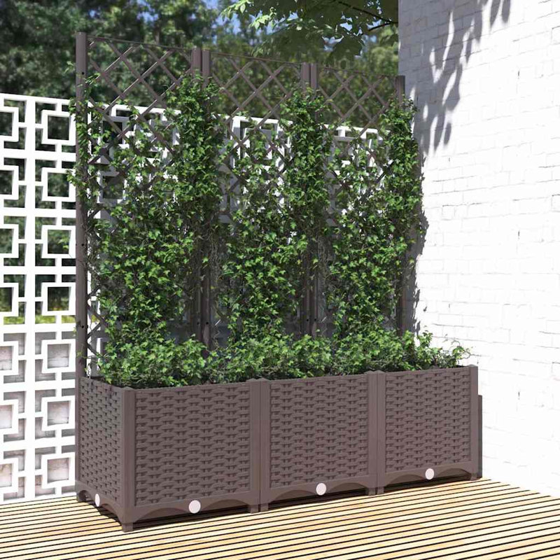 Latitude Run® Garden Planter With Trellis PP, Brown, 53.5" H x 47.2" W x 15.7" D, Without Wheels