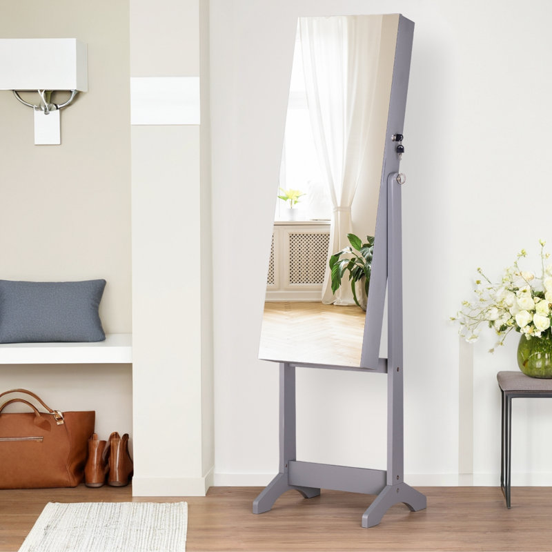 Miroir pleine grandeur avec rangement, Gris