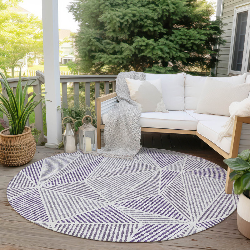 Itzayana Geometric Indoor / Outdoor Rug, Round 8'