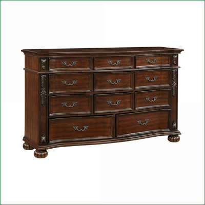 Commode 11 tiroirs en placage de merisier massif massif de pin | Cerise | Bois