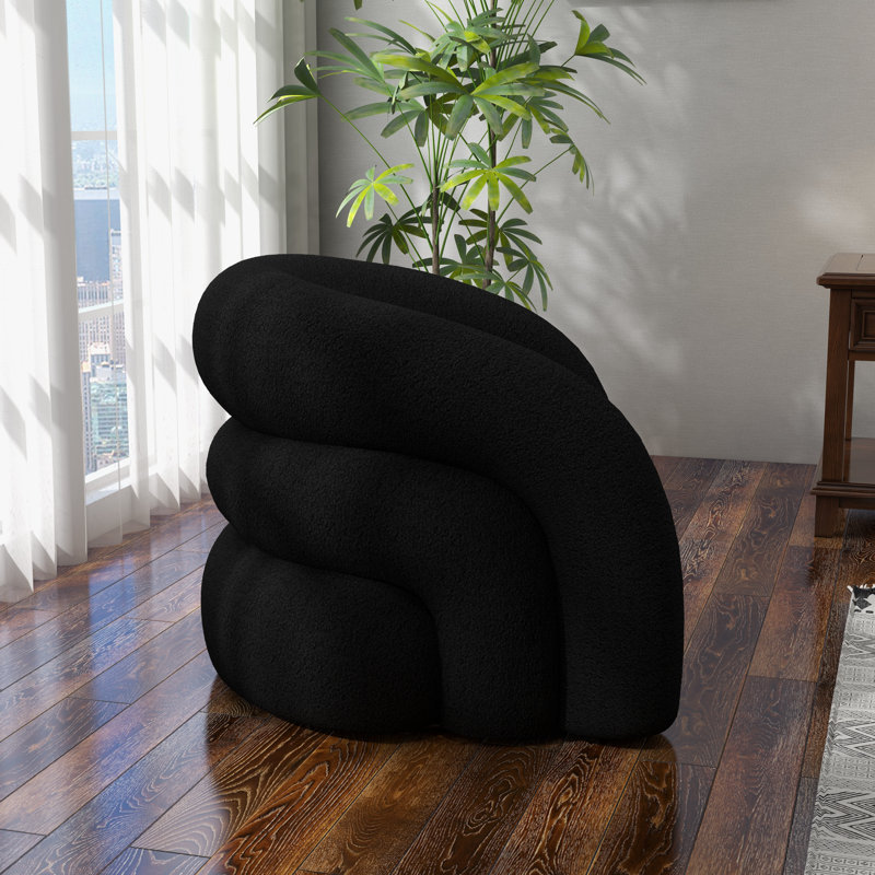 Upholstered Swivel Barrel Chair, Black
