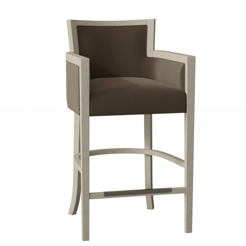 Albany Upholstered Stool with Solid Wood Frame, 9953 Mink 100% Polyester, Tobacco, Counter Stool (26" Seat Height)
