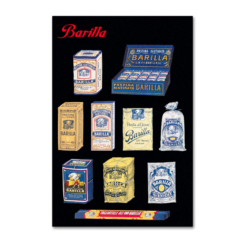 « pâtes barilla », reproduction d’impression sur toile tendue, H 19 po x l 12 po