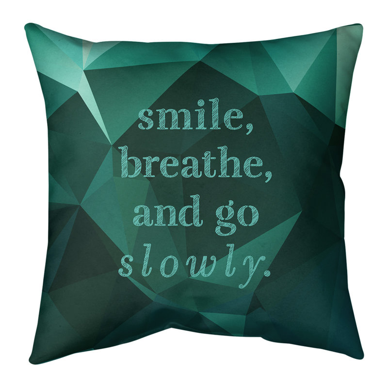 Housse de coussin Faux Gemstone Go Slowly, 14 po x 14 po, Vert émeraude, Polyester/ Bourre en polyester