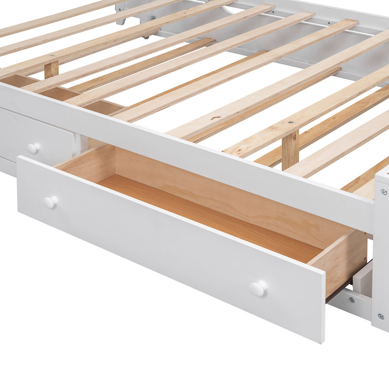 Lit en bois avec armoire tout-en-un, Lit double, Blanc