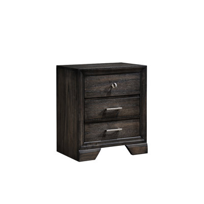Gray 2 - Drawer Nightstand With Contemporary Style, Dark Wood Grain, Metal , 23.6" X 16.3" 26.5", Bedroom Storage Bedside Cabinet, Drawers, Grain Fini