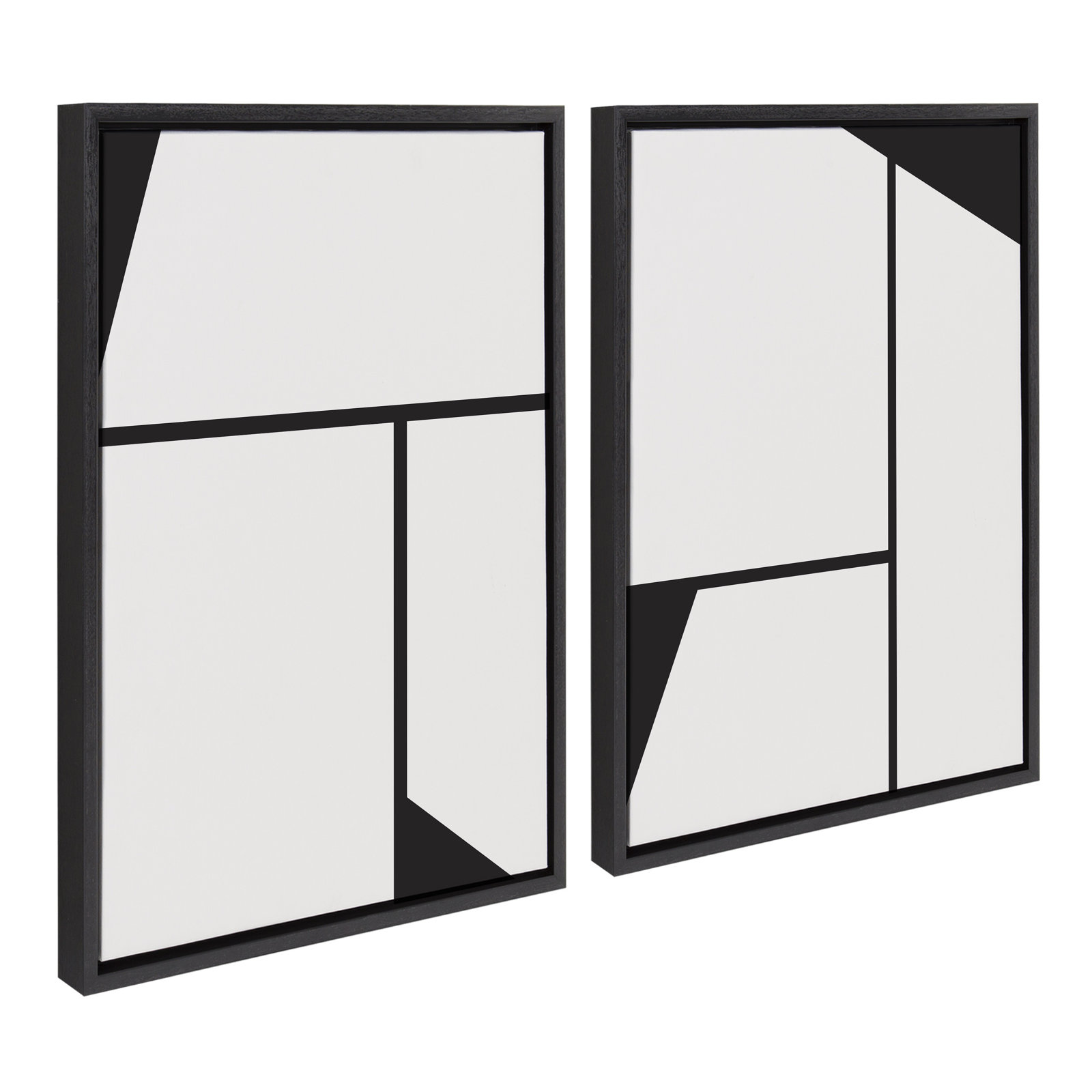 Bauhaus Sleek Abstract Painting, Black Frame, 24" W x 18" H