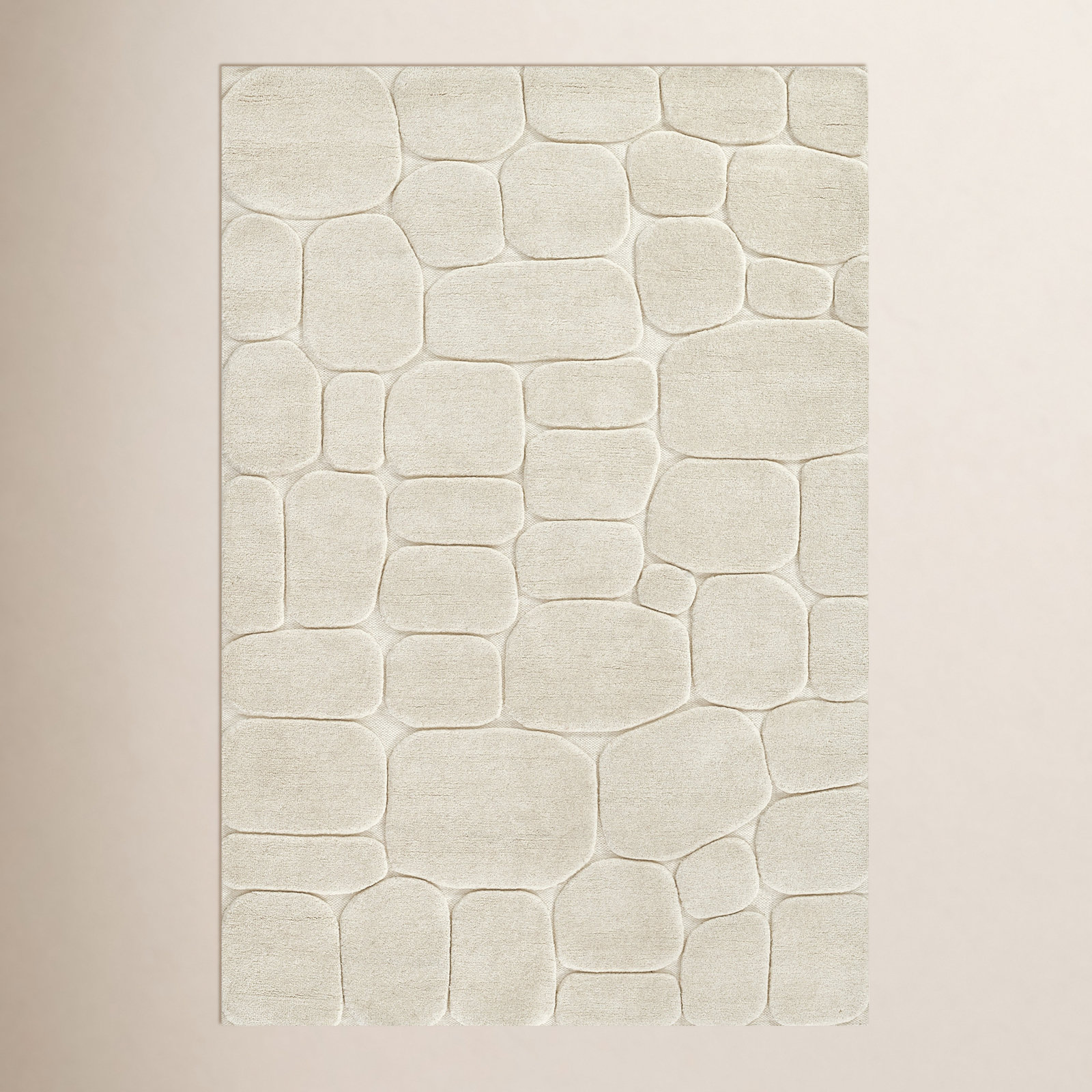 Aelin Pebble Hand Tufted Wool Ivory Area Rug, Runner 2'6" x 8'