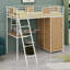 Lit mezzanine avec bureau en L et garde-robe-648116665