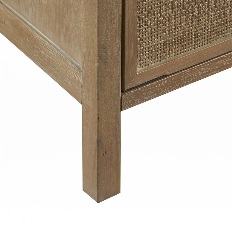 Natural Reclaimed Wood and Cane Webbing Accent Cabinet