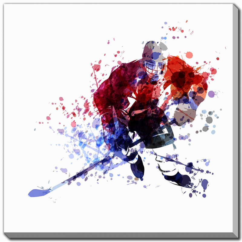 Hockey sur toile, art mural, H 38 po x l 38 po