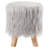 BirdRock Home 12.5" Round Faux Fur Foot Stool Ottoman, Silver-1791931379