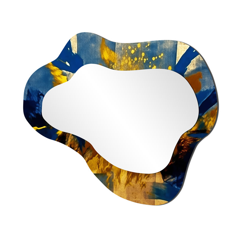 Abstraction lyrique en bleu et jaune, 25 po x 28 po