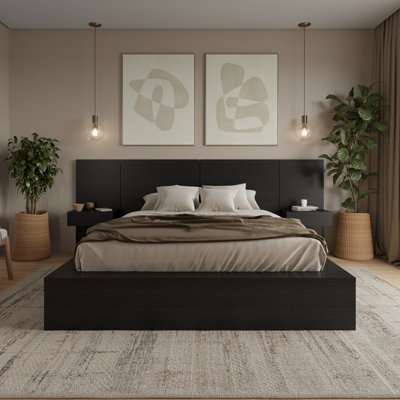 James 3 Piece Bedroom Set with Bed and 2 Floating Nightstands