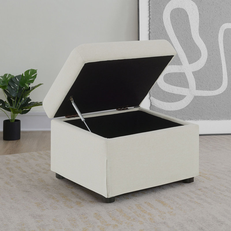 Repose-pieds avec rangement relevable hydraulique Merced Beige, Beige