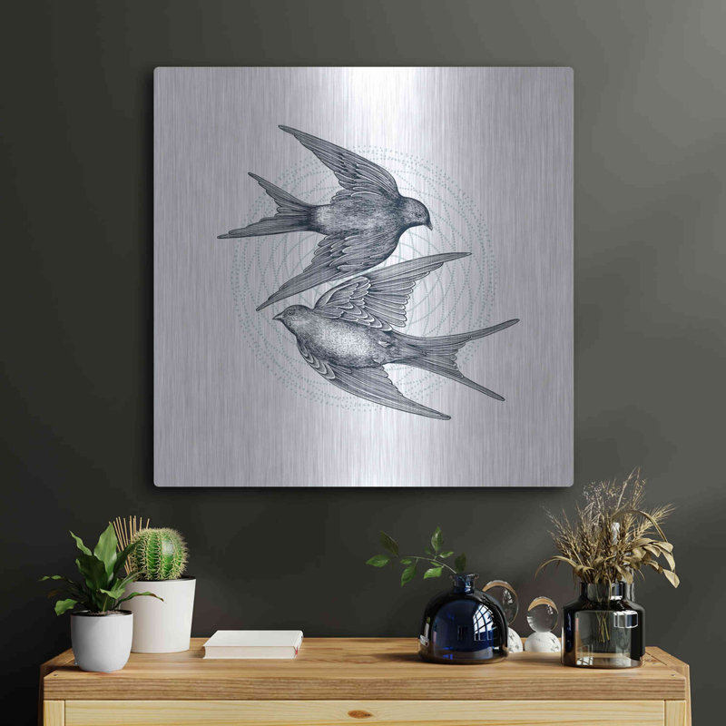«Swirling Swallows» par Rachel Caldwell, H 24 po x l 24 po