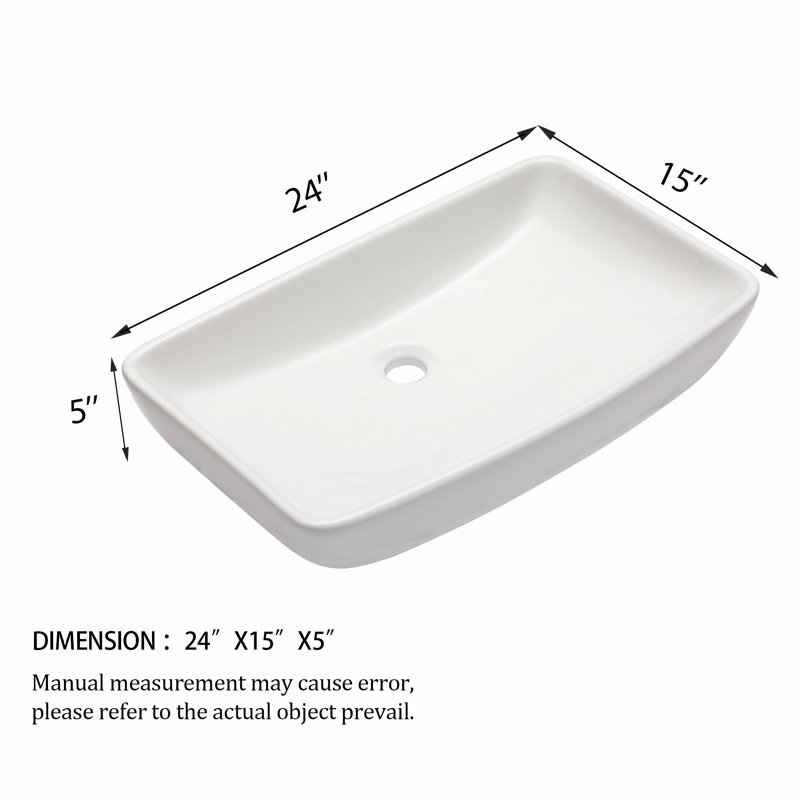 Lavabo de salle de bain vasque rectangulaire contemporain en céramique, vasque rectangulaire