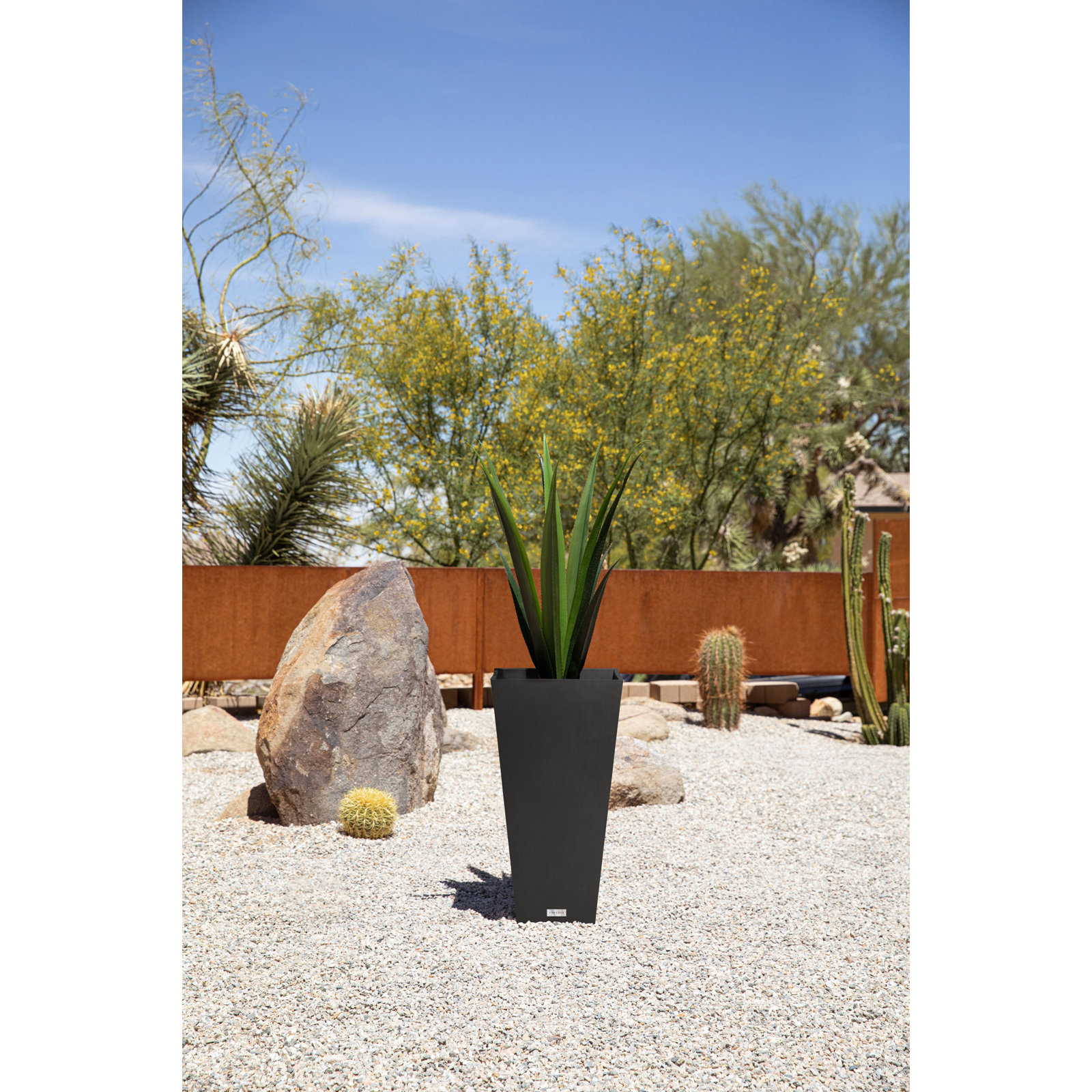 Pure Series Midland Planter, Black, 26" H x 13.75" W x 13.75" D, Set of 2