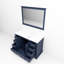 48 po Large meuble-lavabo simple bleu marine avec plateau en marbre, 46 miroirs et une armoire de rangement