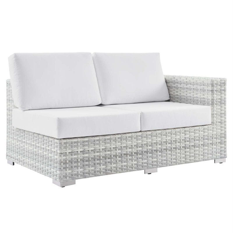 Convene Outdoor Patio Left-Arm Loveseat, White, Right Hand Facing