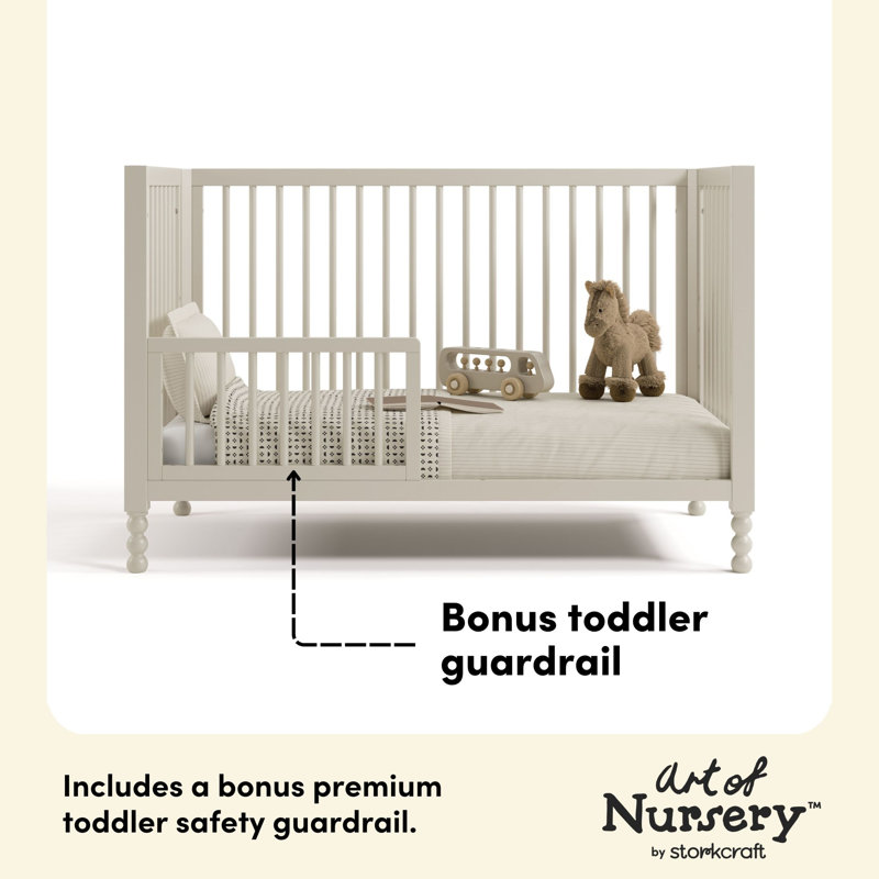 Rio 5-in-1 Convertible Crib with Toddler Guardrail, Frosted Oat 