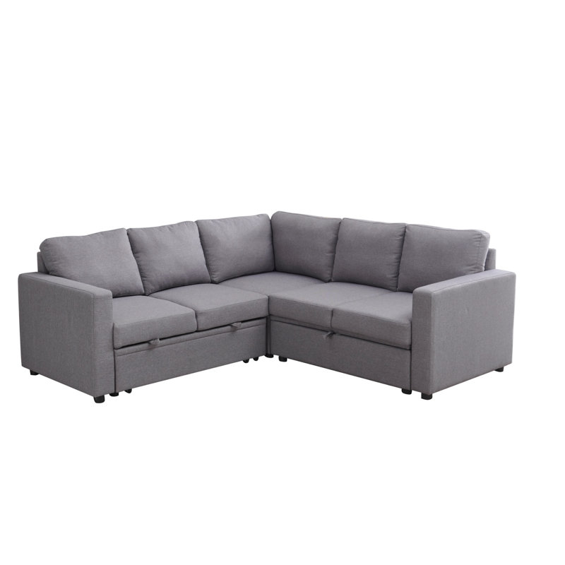 Sectional Sofa Bed For Living Room, Gray Polyester