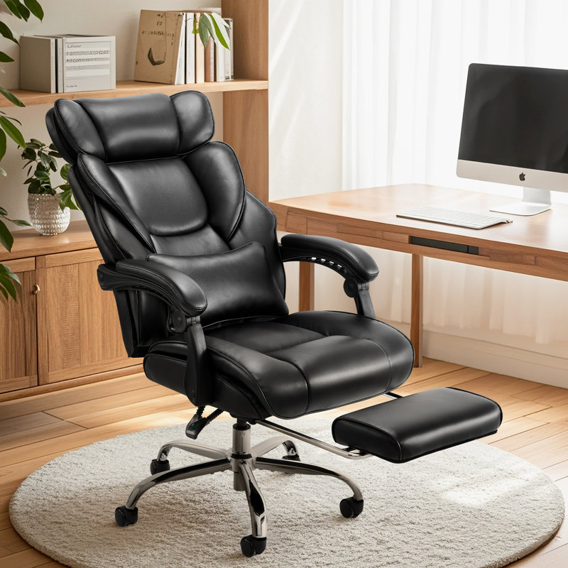 Office Chair Reclining Chair Ergonomic High Back Design Executive Computer Desk Chair with Footrest, Black