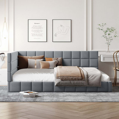 Full Size Upholstered Daybed/Sofa Bed Frame, Velvet
