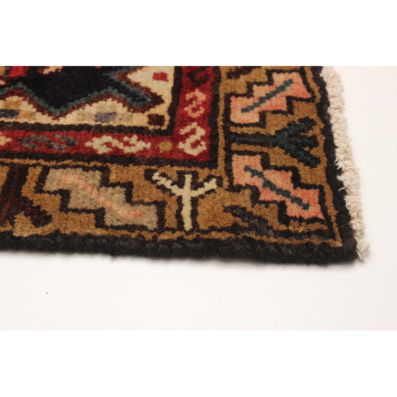 Tapis noir fait à la main de conception unique 3 pi 3 po x 9 pi 3 po Andelz