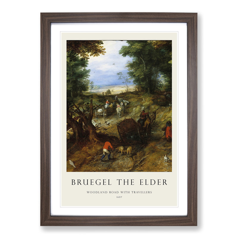 A Woodland Road with Travellers by Pieter Bruegel the Elder - Framed Print, 48cm H x 36cm W x 2cm D, Walnut Framed