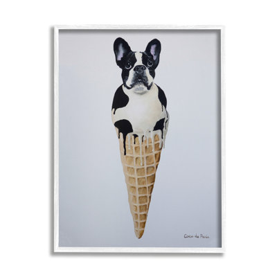 «Boston Terrier Dog Ice Cream Cone Dessert» par Coco de Paris - Peinture