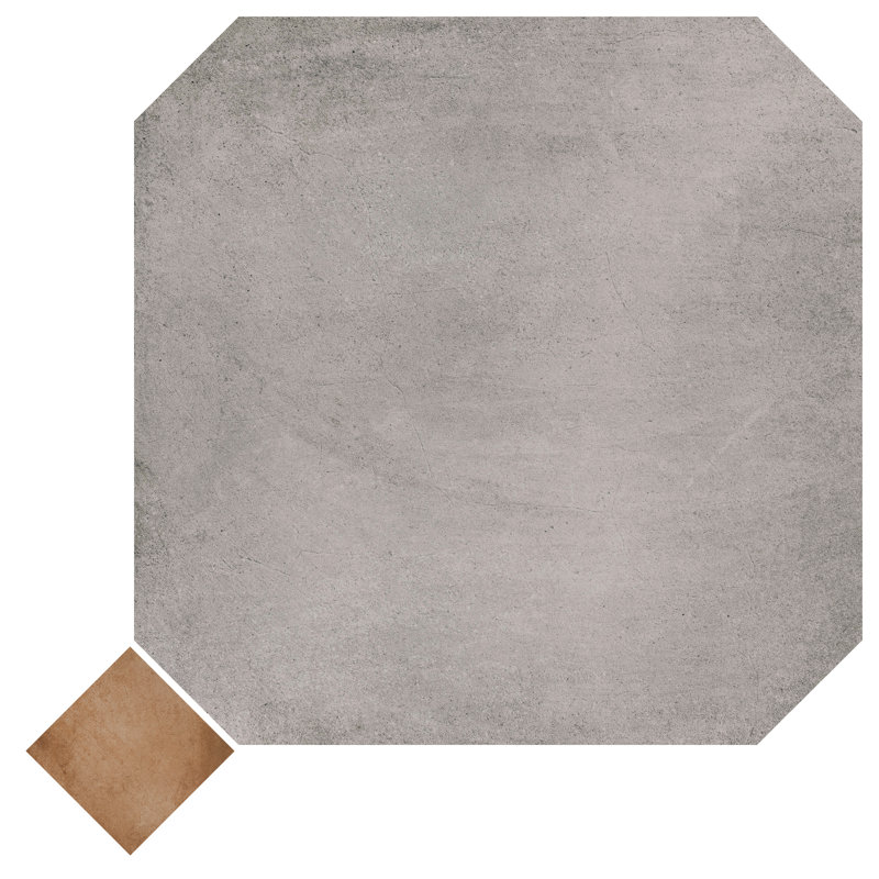 Lavande octogone avec taco 7-7 / 8 po X 7-7 / 8 po Carreau de porcelaine pour plancher et mur, Gris / Brun
