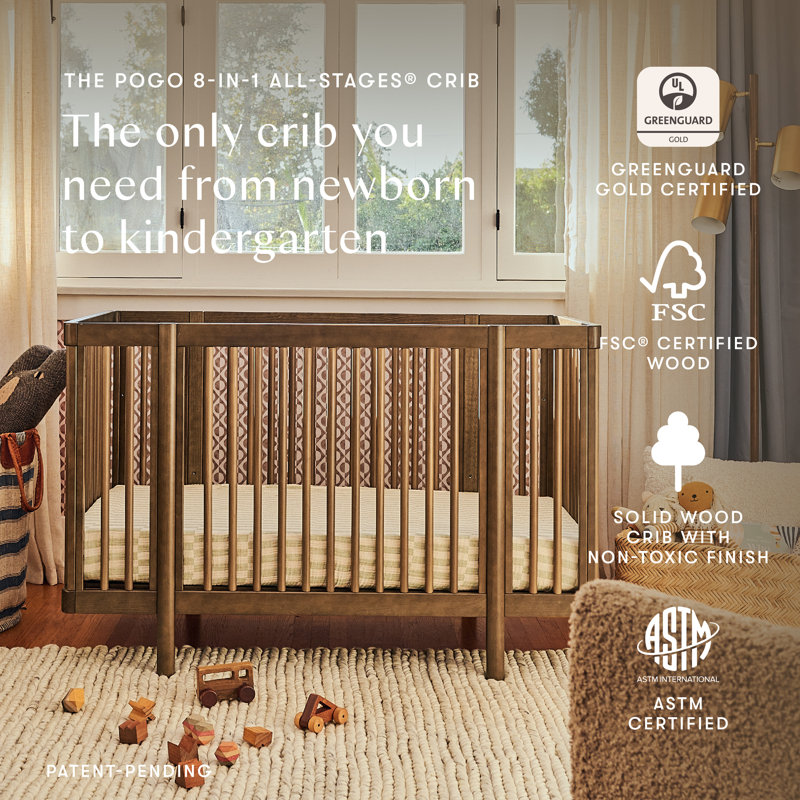 Pogo 8-in-1 Convertible Crib, Natural Walnut